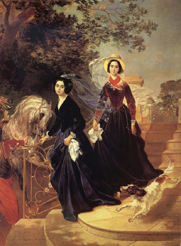 Karl Briullov Portrait of The Shishmariov sisters,Olga and Alexandra Germany oil painting art